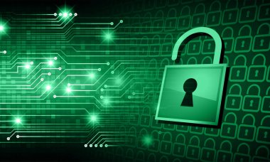 Kilitli siber güvenlik kavramı, soyut yüksek hızlı dijital internet bağlantısı tasarımı