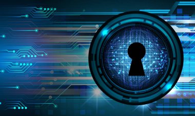 anahtar deliğine sahip siber güvenlik kavramı, soyut yüksek hızlı dijital internet bağlantı tasarımı