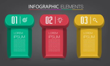 metin kutularıyla renkli bilgi grafikleri pankartı şablonu, dijital kart 