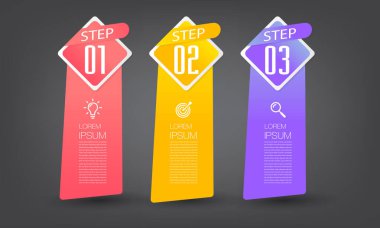 metin kutularıyla renkli bilgi grafikleri pankartı şablonu, dijital kart 