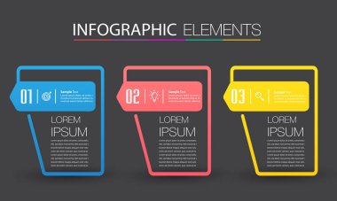 metin kutularıyla renkli bilgi grafikleri pankartı şablonu, dijital kart 