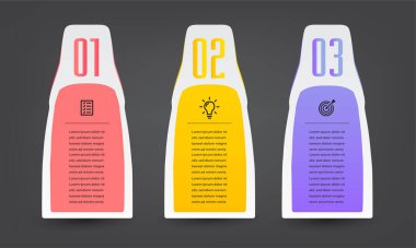 metin kutularıyla renkli bilgi grafikleri pankartı şablonu, dijital kart 