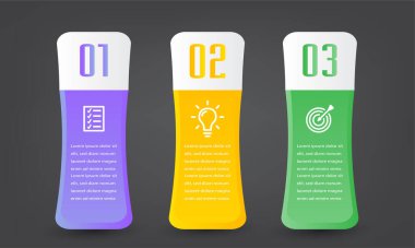 metin kutularıyla renkli bilgi grafikleri pankartı şablonu, dijital kart 