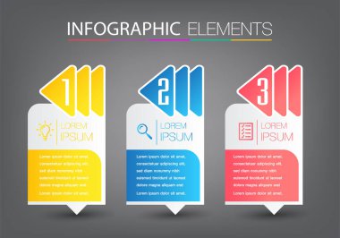metin kutularıyla renkli bilgi grafikleri pankartı şablonu, dijital kart 