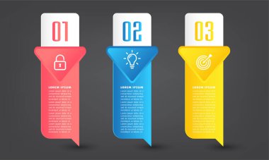 metin kutularıyla renkli bilgi grafikleri pankartı şablonu, dijital kart 