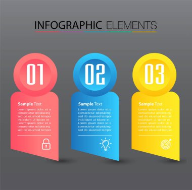 metin kutularıyla renkli bilgi grafikleri pankartı şablonu, dijital kart 