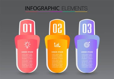 metin kutularıyla renkli bilgi grafikleri pankartı şablonu, dijital kart 