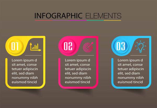 colorful infographics banner template with text boxes, digital card 