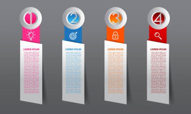 metin kutularıyla renkli bilgi grafikleri pankartı şablonu, dijital kart 