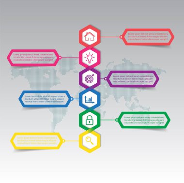 metin kutularıyla renkli bilgi grafikleri pankartı şablonu, dijital kart 