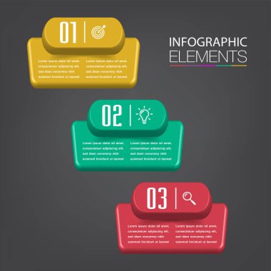metin kutularıyla renkli bilgi grafikleri pankartı şablonu, dijital kart 