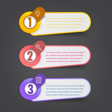 metin kutularıyla renkli bilgi grafikleri pankartı, web tasarımı için dijital kart