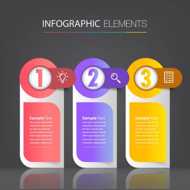 metin kutularıyla renkli bilgi grafikleri pankartı, web tasarımı için dijital kart