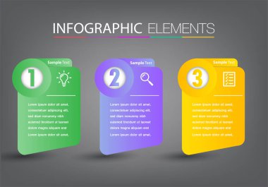 metin kutularıyla renkli bilgi grafikleri pankartı, web tasarımı için dijital kart