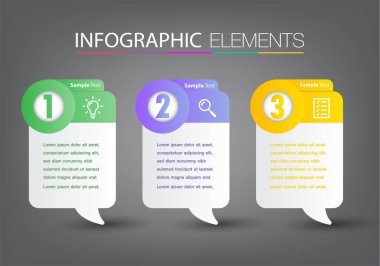 metin kutularıyla renkli bilgi grafikleri pankartı, web tasarımı için dijital kart
