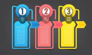 metin kutularıyla renkli bilgi grafikleri pankartı, web tasarımı için dijital kart