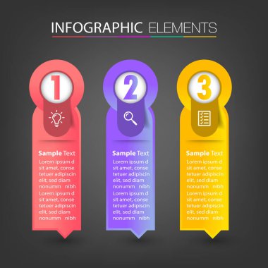 metin kutularıyla renkli bilgi grafikleri pankartı, web tasarımı için dijital kart