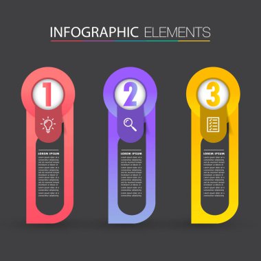 metin kutularıyla renkli bilgi grafikleri pankartı, web tasarımı için dijital kart