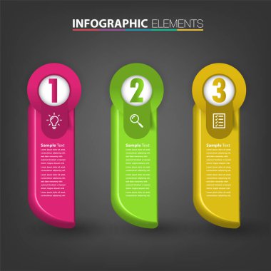 metin kutularıyla renkli bilgi grafikleri pankartı, web tasarımı için dijital kart