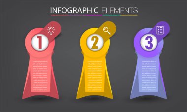 metin kutularıyla renkli bilgi grafikleri pankartı, web tasarımı için dijital kart