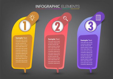 metin kutularıyla renkli bilgi grafikleri pankartı, web tasarımı için dijital kart