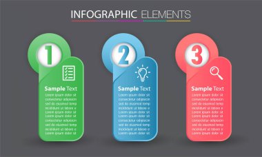 metin kutularıyla renkli bilgi grafikleri pankartı, web tasarımı için dijital kart