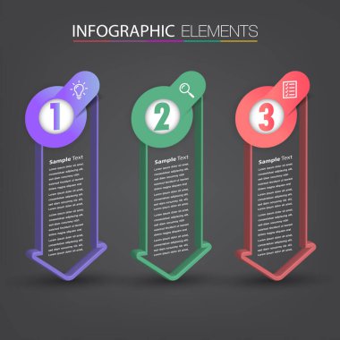 metin kutularıyla renkli bilgi grafikleri pankartı, web tasarımı için dijital kart