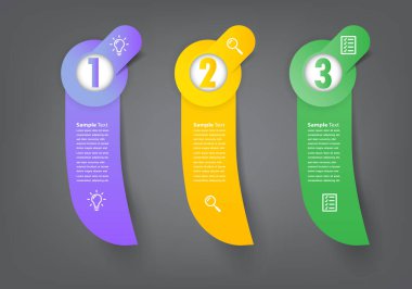 metin kutularıyla renkli bilgi grafikleri pankartı, web tasarımı için dijital kart