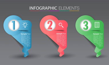 metin kutularıyla renkli bilgi grafikleri pankartı, web tasarımı için dijital kart