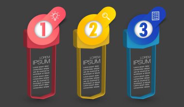 metin kutularıyla renkli bilgi grafikleri pankartı, web tasarımı için dijital kart