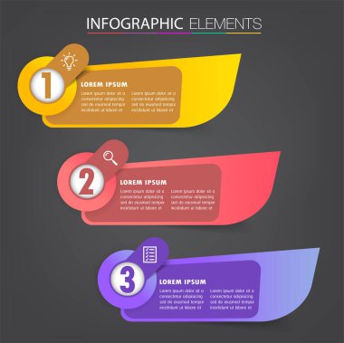 metin kutularıyla renkli bilgi grafikleri pankartı, web tasarımı için dijital kart