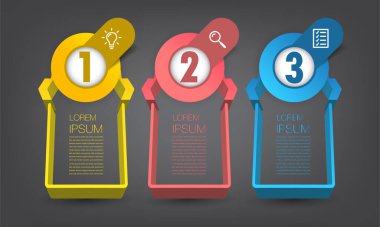 metin kutularıyla renkli bilgi grafikleri pankartı, web tasarımı için dijital kart