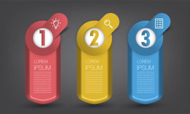 metin kutularıyla renkli bilgi grafikleri pankartı, web tasarımı için dijital kart