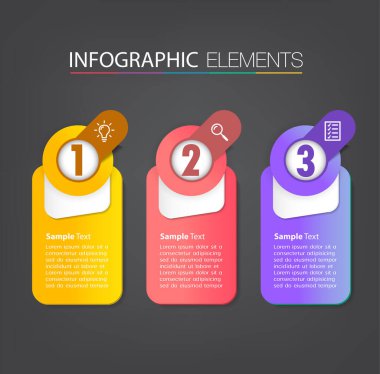 metin kutularıyla renkli bilgi grafikleri pankartı, web tasarımı için dijital kart