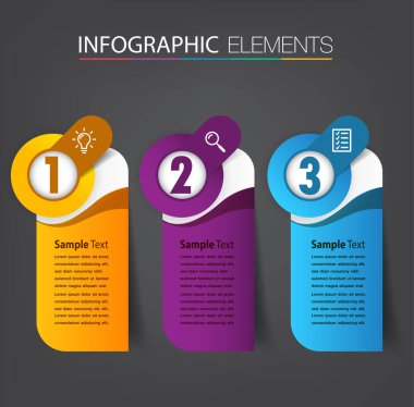 metin kutularıyla renkli bilgi grafikleri pankartı, web tasarımı için dijital kart