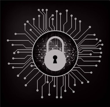 Dolabı olan arka plan, dijital güvenlik kavramı
