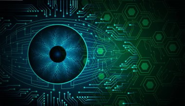 Gözlü siber güvenlik kavramı, soyut yüksek hızlı dijital internet bağlantısı tasarımı