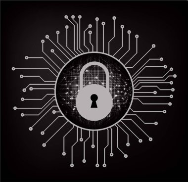 Dolabı olan arka plan, dijital güvenlik kavramı