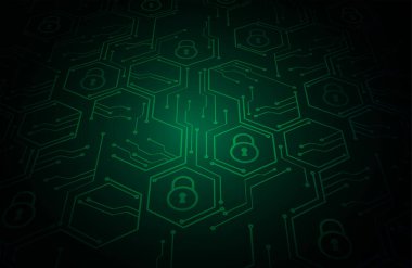 Dolabı olan arka plan, dijital güvenlik kavramı