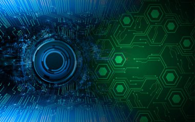 Göz devreli siber güvenlik kavramı, soyut yüksek hızlı dijital internet bağlantısı tasarımı