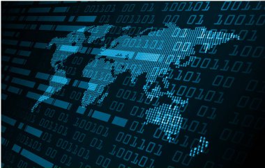 İkili kod ve devrelerle soyut arkaplan