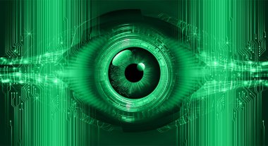 Göz devreli siber güvenlik kavramı, soyut yüksek hızlı dijital internet bağlantısı tasarımı