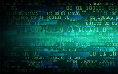 İkili kod ve devrelerle soyut arkaplan