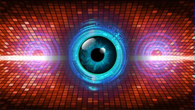 Göz devreli siber güvenlik kavramı, soyut yüksek hızlı dijital internet bağlantısı tasarımı
