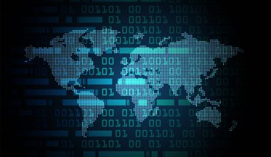 İkili kod ve devrelerle soyut arkaplan