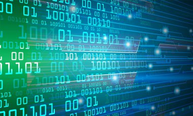 İkili kod ve devrelerle soyut arkaplan