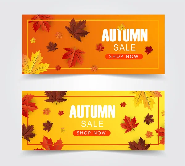Autumn Background Leaves Text — Vettoriale Stock