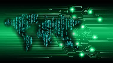 İkili kod ve haritayla soyut arkaplan