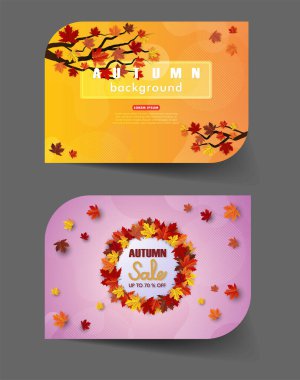 Sonbahar indirimi arka plan, mevsimlik sonbahar afişi