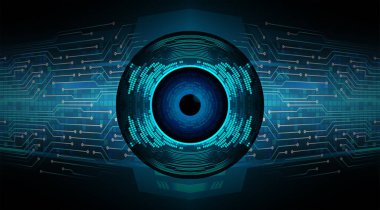 Göz devreli siber güvenlik kavramı, soyut yüksek hızlı dijital internet bağlantısı tasarımı